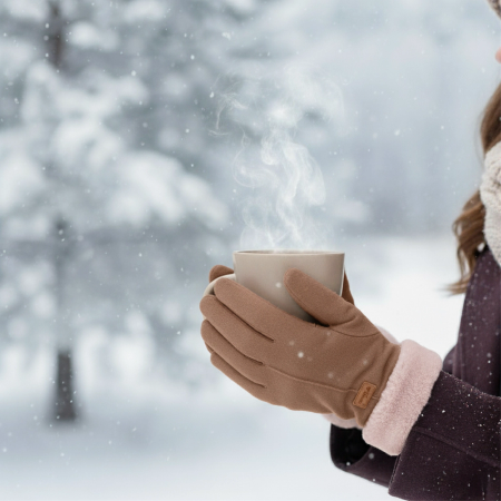 WOMEN’S WINTER TOUCHSCREEN GLOVES WARM INSULATED FOR PHONE BEIGE ELEGANT