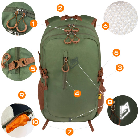 TOURIST TREKKING MOUNTAIN BACKPACK 25L MEN'S WOMEN'S STRONG FOR MOUNTAINS GREEN