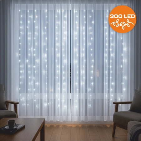 LED LIGHT CURTAIN 3x3 300 CHRISTMAS TREE LIGHTS GARLAND COLD XXL