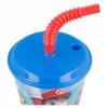 A SUPER MARIO cup with a straw and lid for a child