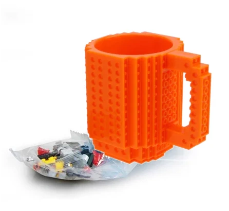 Kreativní hrnek s LEGO cihlami a startovacím sady - Oranžová