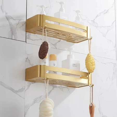 2x EVI HOME Loft Bathroom Shelf Hanging - Gold