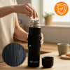 TRAVEL THERMOS FOR TEA COFFEE LEAKPROOF VACUUM STAINLESS STEEL 1L BLACK