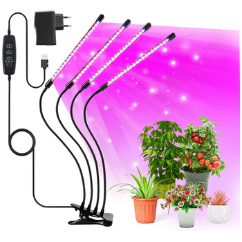 4x Plant Growth Lamp, 80x UV LED, Cultivation, Timer, Clip, 9 Modes