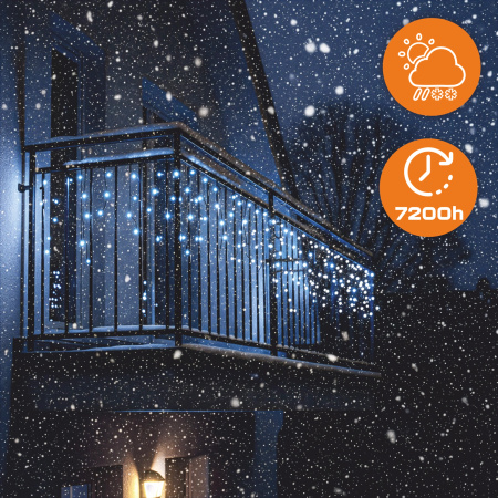VENKOVNÍ SVÍTILNY 500 LED ICICLE 24m VÁNOČNÍ GIRLANDA Světelná Záclona IP 44