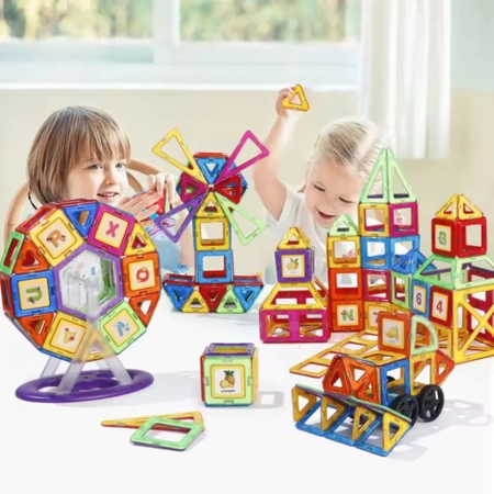 Magnetické kostky KONSTRUKČNÍ DESKY edukativní barevné 3D sada 128 ks