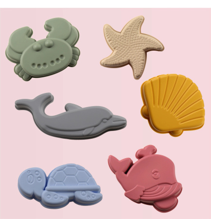 SILICONE SAND TOYS Soft Water-Friendly Beach GIGANT Set BUCKET & MOLDS