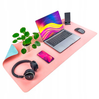 Protective desk mat for keyboard and mouse table 60x35 cm - pink and blue