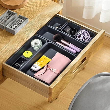 Modular insert organiser for drawer and desk 8 pieces - graphite