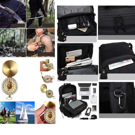 Mega XXL military survival kit with backpack and first aid kit, Survival 70in1