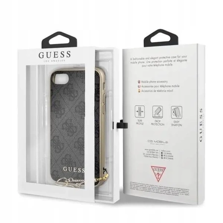 Pouzdro GUESS CHARMS 4G s přívěskem pro iPhone 6 / 6S / 7 / 8 / SE 2020 / SE 2022 - šedé