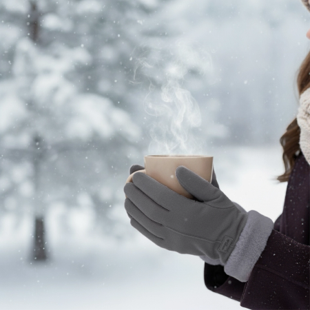 WOMEN’S WINTER TOUCHSCREEN GLOVES WARM INSULATED FOR PHONE GREY ELEGANT