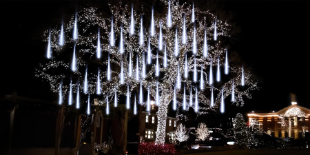 OUTDOOR LED ICICLE LIGHTS 480 50CM FALLING SNOW METEOR GARLAND 10 PCS - COLD LIGHT