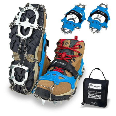 HIKING SHOE GRIPPERS ANTI-SLIP CHAINS TREKKING SPIKES WITH CASE - 37-40 CRAMPONS PRO+