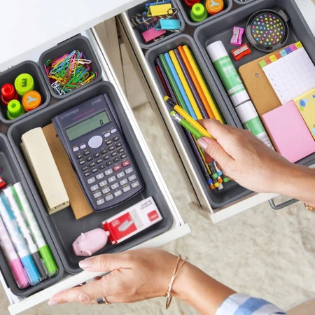 Modular insert organiser for drawer and desk 8 pieces - graphite
