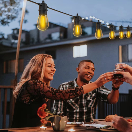 OUTDOOR GARDEN LIGHT GARLAND 10M Bulbs 10+1 LED String Lights LINK up to 60m