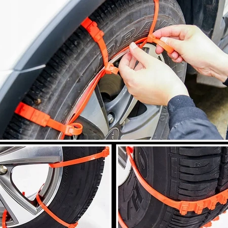 Snow chains, anti-skid emergency bands for wheels 10pcs
