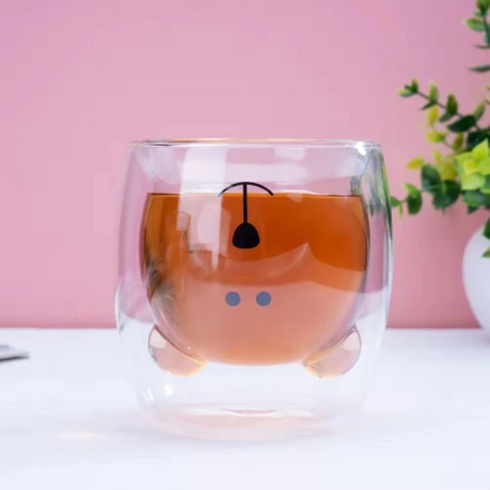 Thermal glasses with double wall for coffee and tea BEAR 4 x 250ml SET