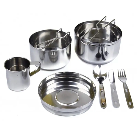 NACZYNIA TURYSTYCZNE garnki kempingowe sztućce KEMPING garnek BIWAK ZESTAW