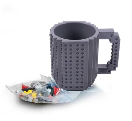 Creative LEGO Brick Mug with Starter Kit - Gray