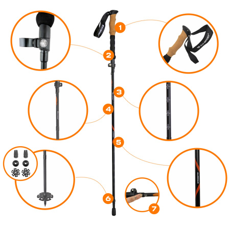 TREKINGOVÉ HOLE Skládací Nastavitelné turistické hole NORDIC WALKINGHory | HLINÍKOVÉ