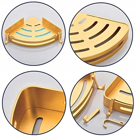 2x EVI HOME Loft corner bathroom shelf for shower - gold