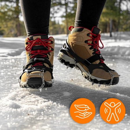 RACZKI NA BUTY Turystyczne ANTYPOŚLIZGOWE Łańcuchy KOLCE Trekkingowe ETUI - 41-44 Crampons Premium