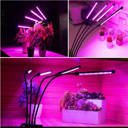 4x Plant Growth Lamp, 80x UV LED, Cultivation, Timer, Clip, 9 Modes