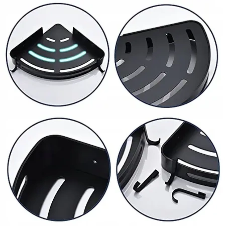 2x EVI HOME Loft corner bathroom shelf for shower - black