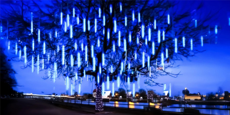 OUTDOOR LED ICICLE LIGHTS 480 50CM FALLING SNOW METEOR GARLAND 10 PCS - BLUE