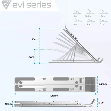 Metal folding laptop table, tablet stand with cover - silver
