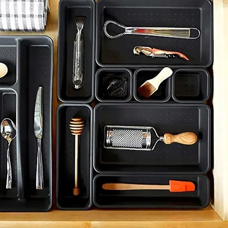 Modular insert organiser for drawer and desk 8 pieces - graphite