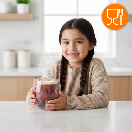 THERMAL GLASS CAT PAW double wall COFFEE TEA MUG 250ML