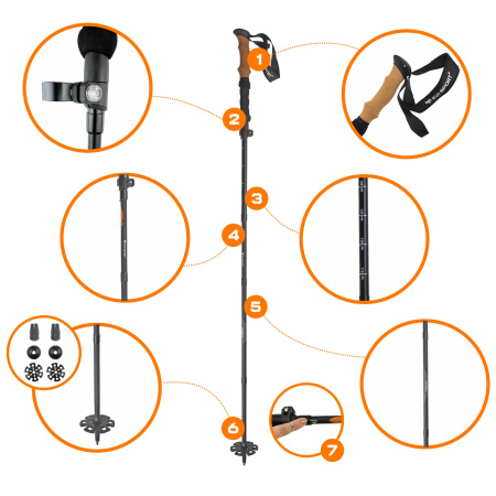 KIJE TREKKINGOWE Składane Regulowane Kijki do Chodzenia NORDIC WALKING Góry | ALUMINIOWE