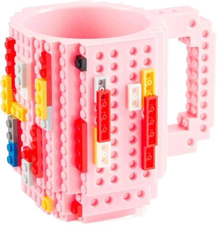 Kreativní hrnek s LEGO cihlami a startovacím sady - Světle růžová