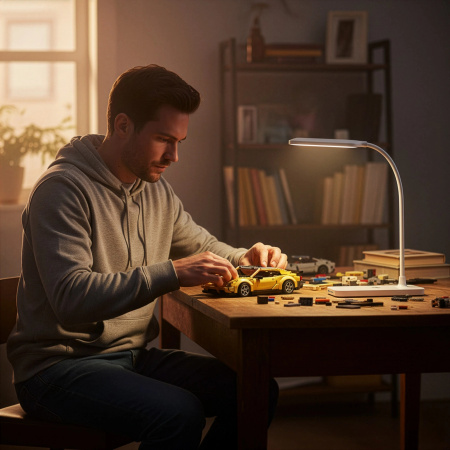 LED DESK LAMP SCHOOL LAMP TOUCH FOR READING WORK NIGHT LIGHT - WHITE