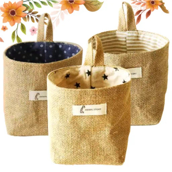 Pojemniki kuchenne BOHO lniane organizery zestaw 3 sztuk