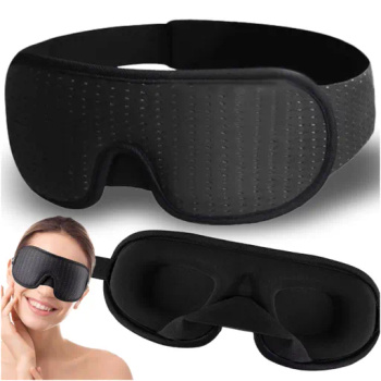 Opaska na oczy do spania 3D ZACIEMNIAJĄCA ODDYCHAJĄCA ergonomiczna maska czarna