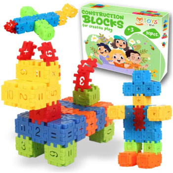 KLOCKI KONSTRUKCYJNE WAFLE EDUKACYJNE BUDOWLANE PUZZLE DLA DZIECI ZESTAW 90