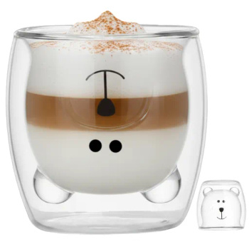 SZKLANKA TERMICZNA MIŚ z podwójną ścianką KUBEK DO KAWY HERBATY LATTE 250ML